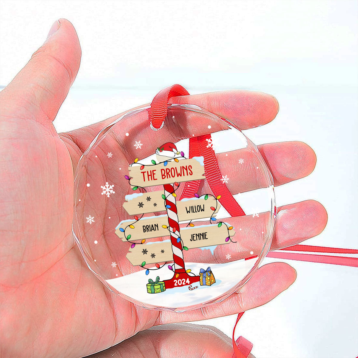 Custom Family Ornament, Christmas Gift for Family Members •  Family Sign Version 1 - Personalized Glass Ornament