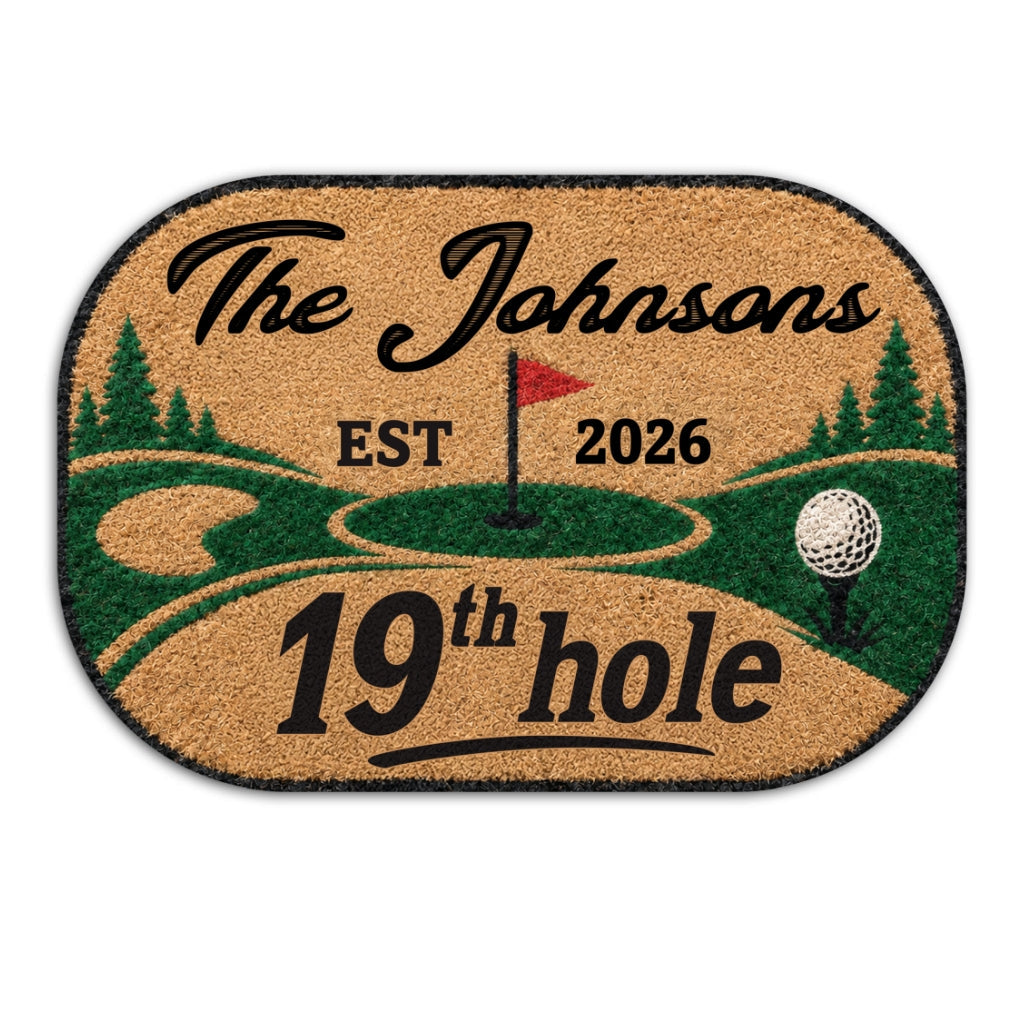 19Th Hole Welcome - Personalized Doormat