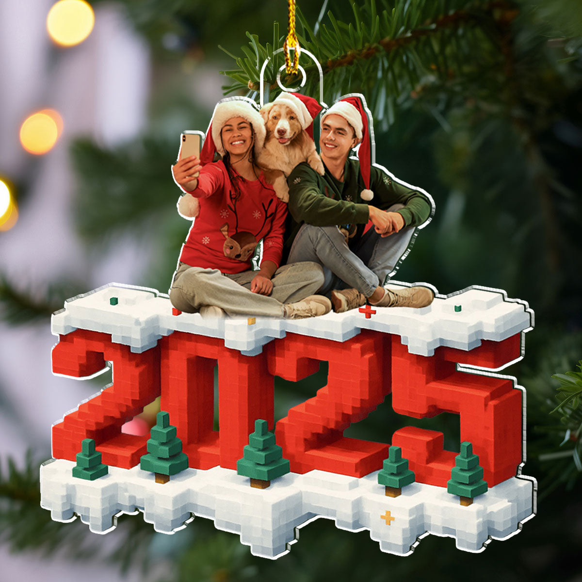 Custom Photo Family Ornament, Christmas Gift for Family Members • All Of Us In This Year Photo - Personalized 3D Effect Acrylic Ornament
