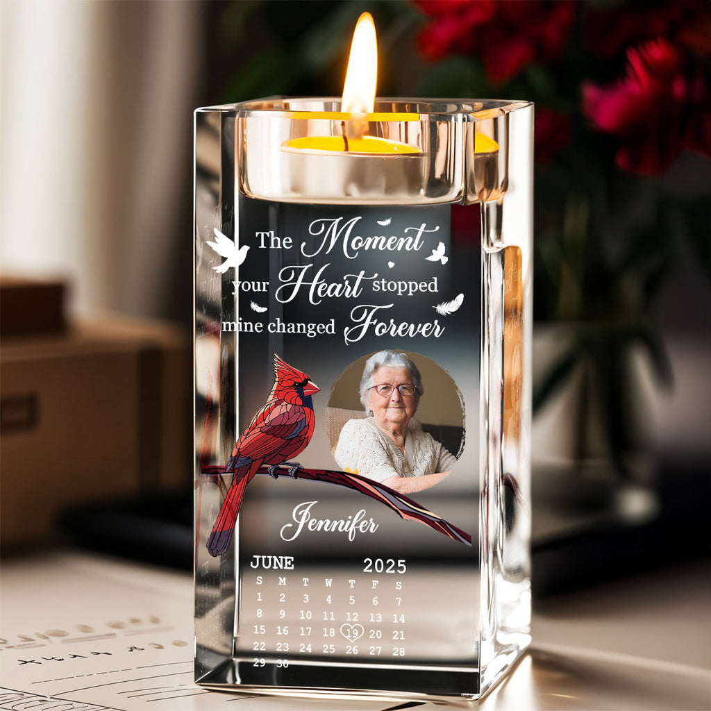 The Moment Your Heart Stopped - Personalized Crystal Candle Holder