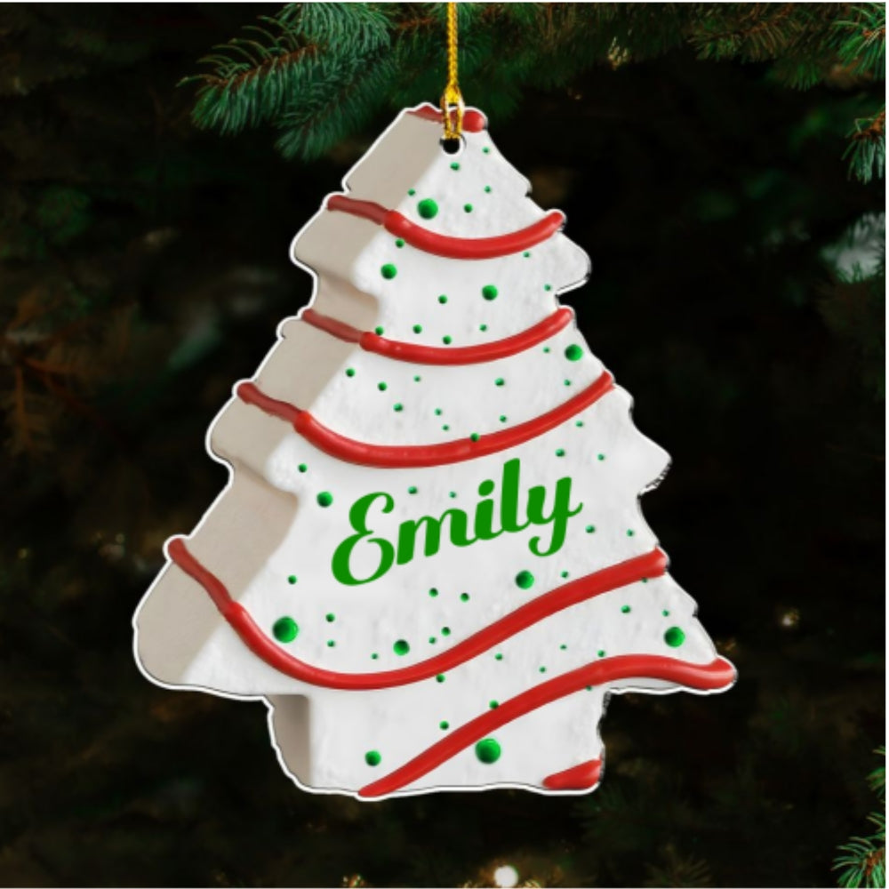 Custom Family Ornament, Christmas Gift for Family Members •  Christmas Tree Cake Name Family - Personalized Acrylic Ornament