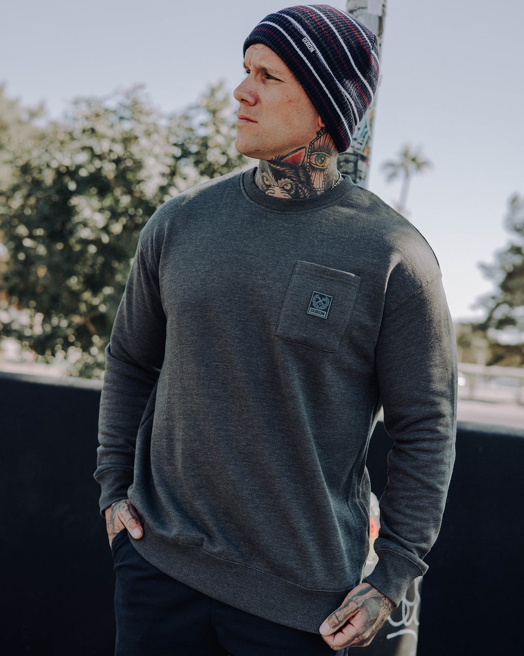 Pocket Crewneck - Heathered Charcoal