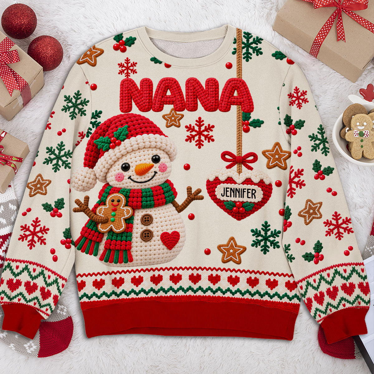 Custom Grandma Christmas Sweatshirt, Gift for Mothers • Cozy Grandma Era - Personalized All-Over-Print Sweatshirt