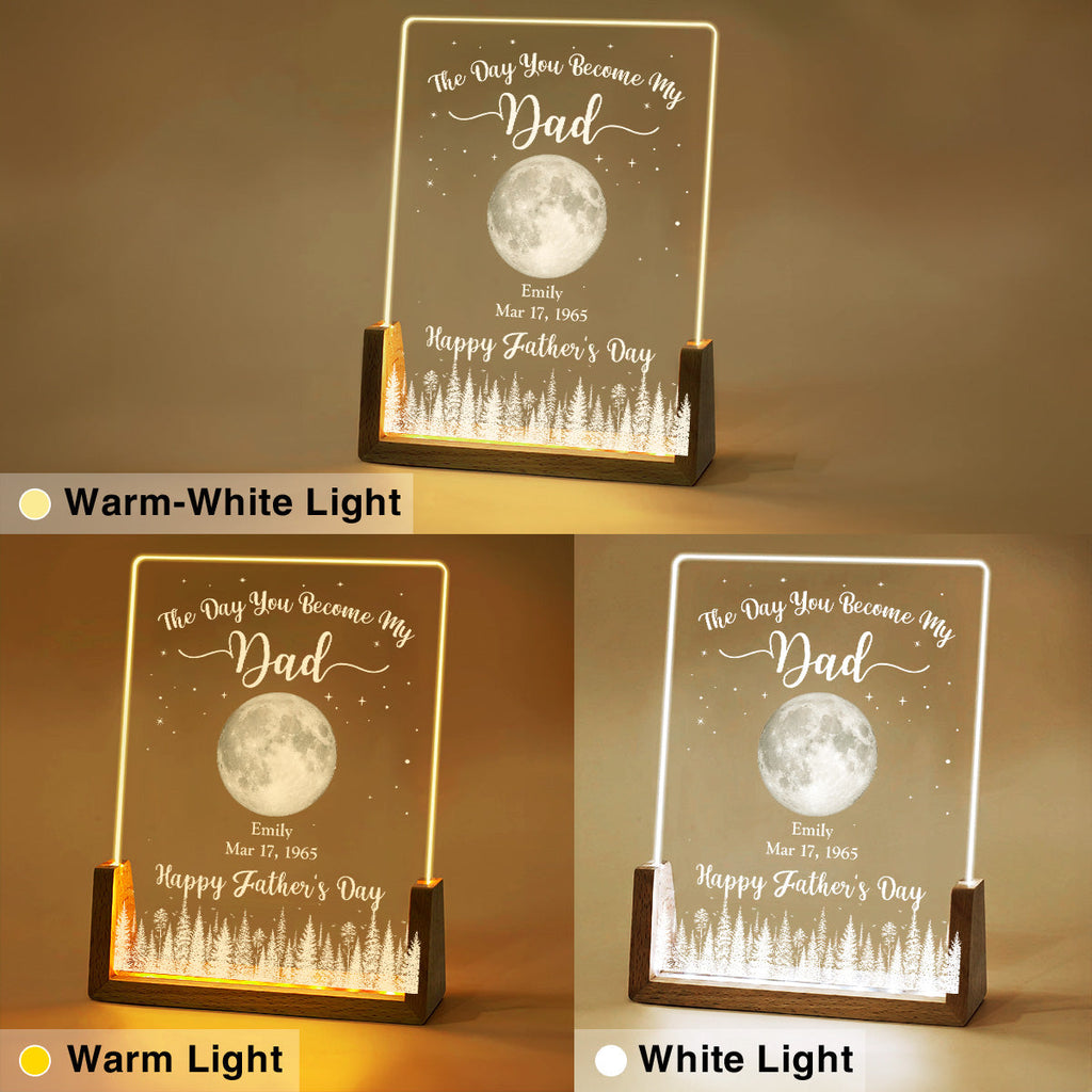 Custom Father's Day Gift for Dad Grandpa • The Day You Become Our Dad - Personalized Night Light