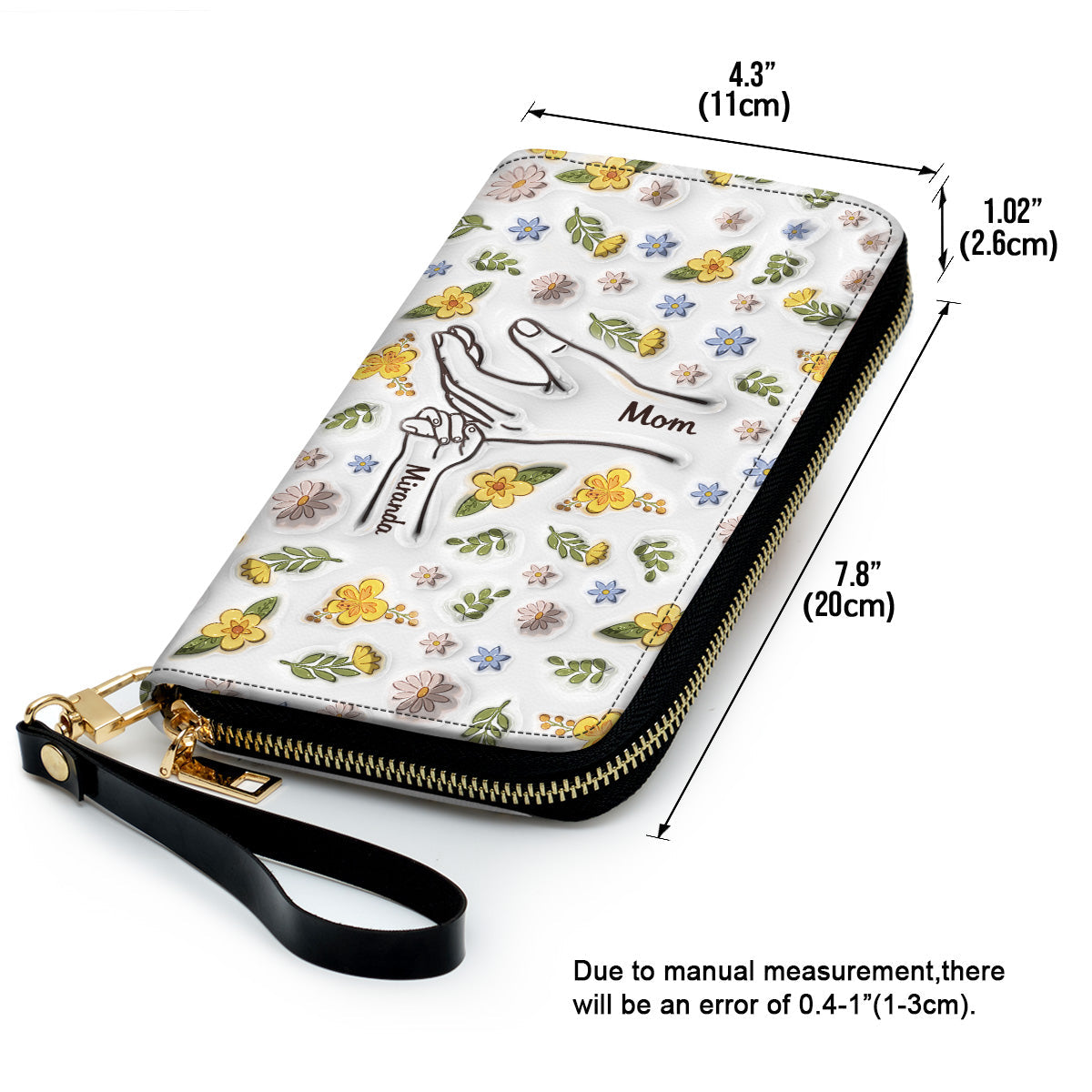 Mom Hold Kid Hand - Personalized 3D Inflated Effect Leather Wallet