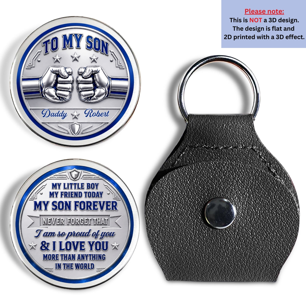 Custom Coin Keychain for Son, Father's Day Birthday Gifts • So Proud Of You - Personalized Pocket Hug