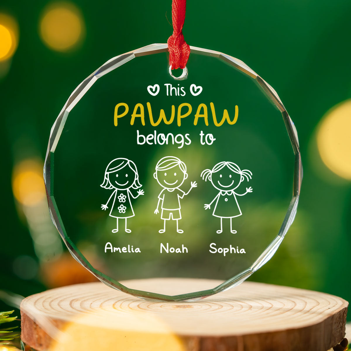 Custom Family Ornament, Christmas Gift for Family Members •  A Grandpa Loved At Christmas - Personalized Glass Ornament
