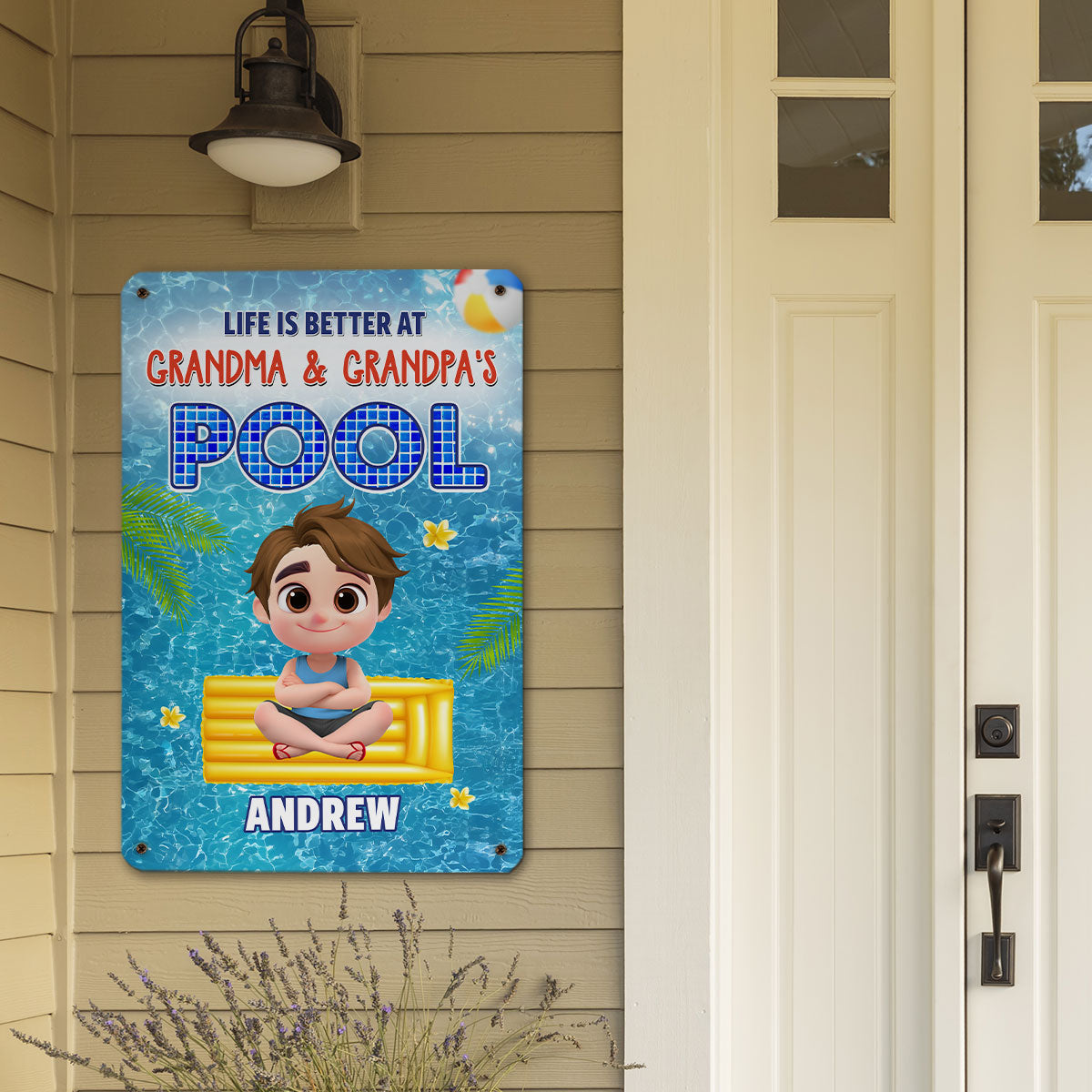 Custom Grandma & Grandpa Summer Backyard, Patio & Porch Decor • Time For The Beach - Personalized Metal Sign