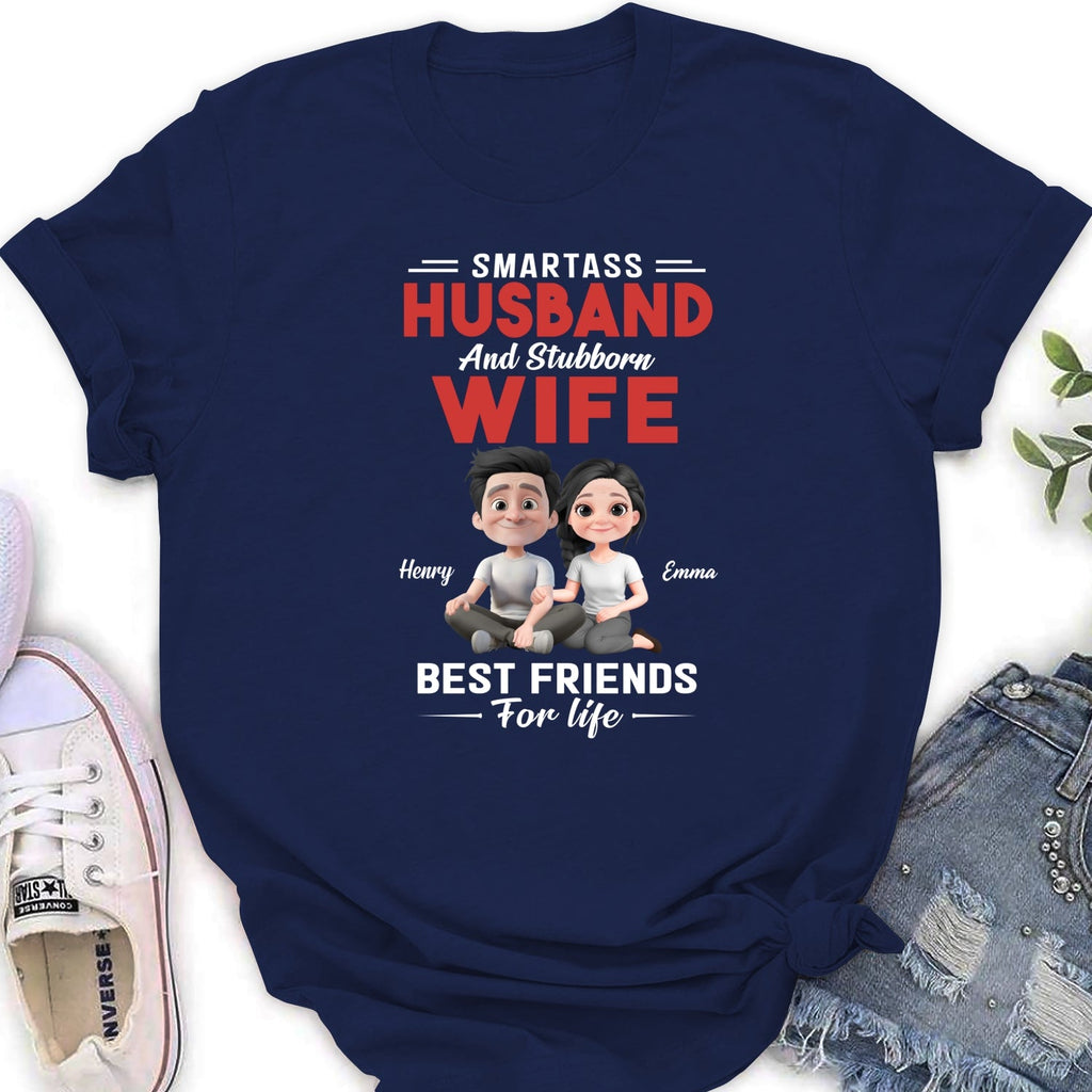 Custom Christmas Anniversary Keepsake Gifts For Wife • Smartass Husband And Stubborn Wife - Personalized Shirt