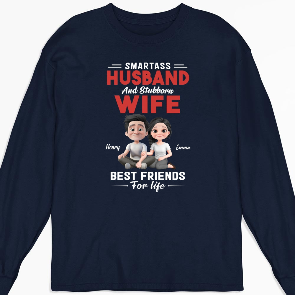 Custom Christmas Anniversary Keepsake Gifts For Wife • Smartass Husband And Stubborn Wife - Personalized Shirt