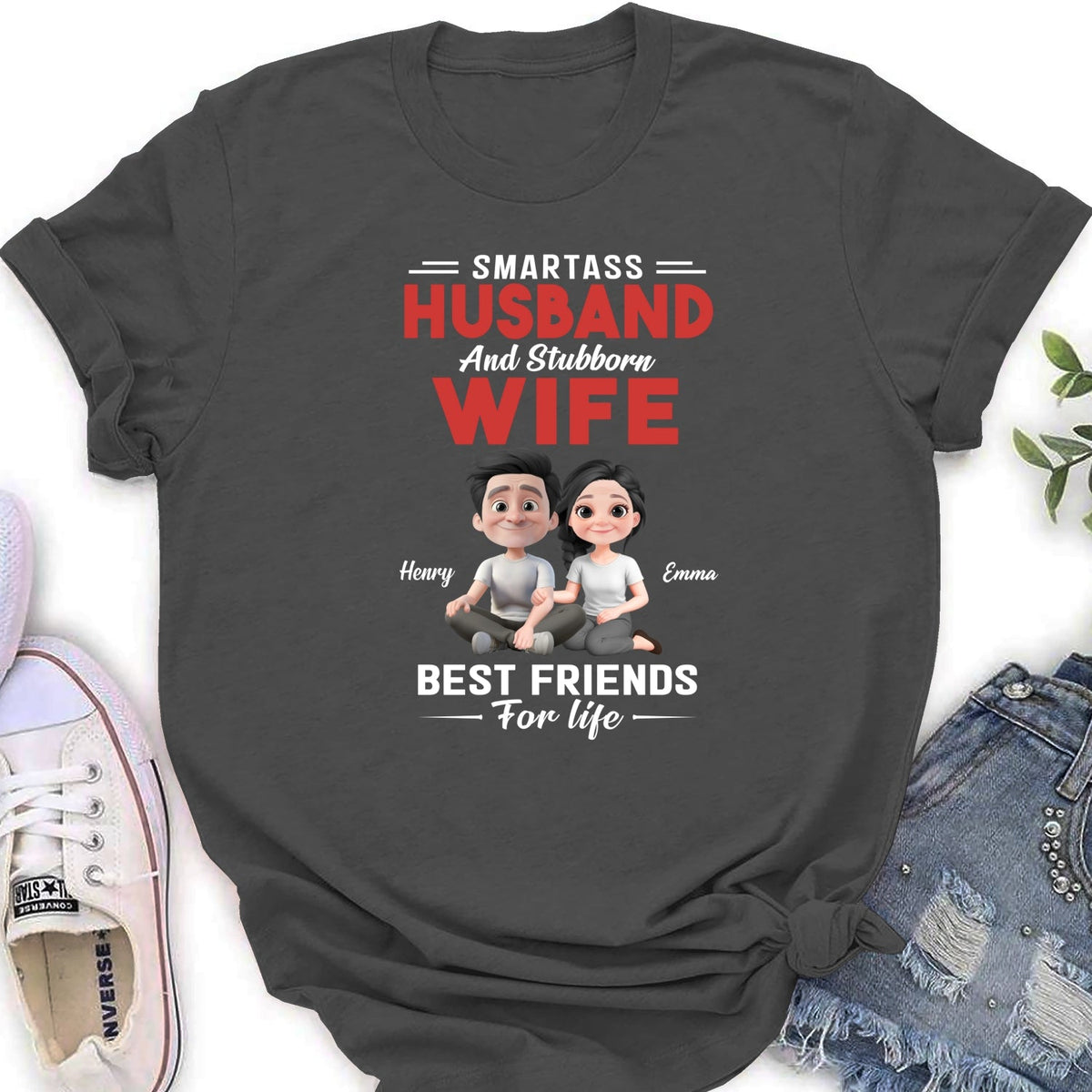 Custom Christmas Anniversary Keepsake Gifts For Wife • Smartass Husband And Stubborn Wife - Personalized Shirt