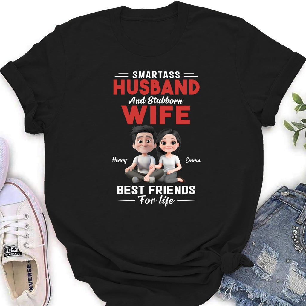 Custom Christmas Anniversary Keepsake Gifts For Wife • Smartass Husband And Stubborn Wife - Personalized Shirt