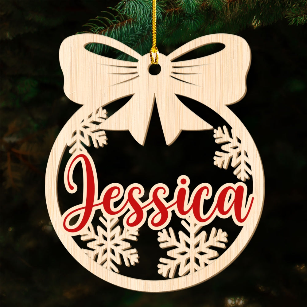 Custom Family Ornament, Christmas Gift for Family Members •  Family Friend Coworker Name - Personalized Wood Ornament