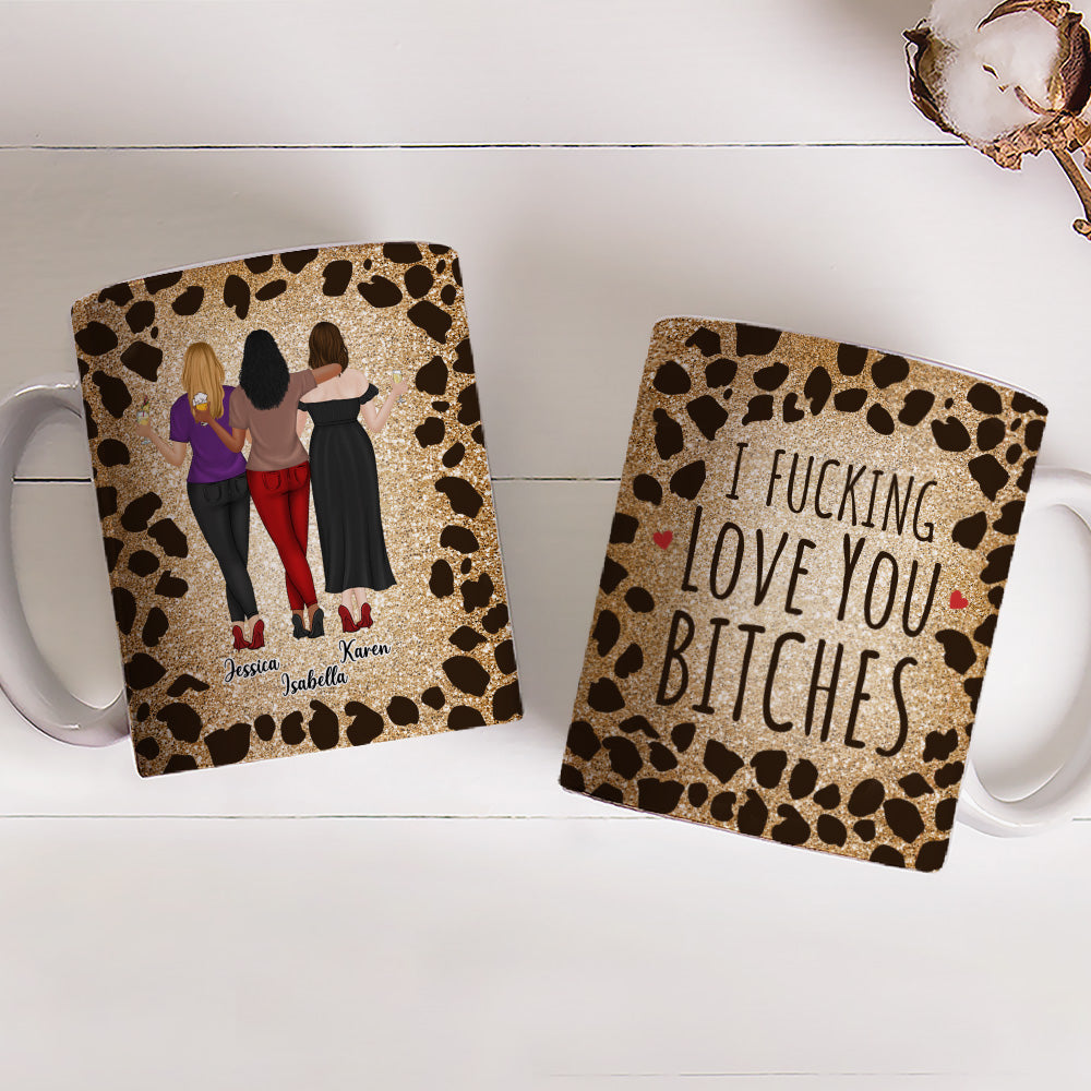 Custom Best Friend, Christmas & Birthday Friendship Keepsake Gift • I Love My Friend Leopard - Personalized Coffee Mug