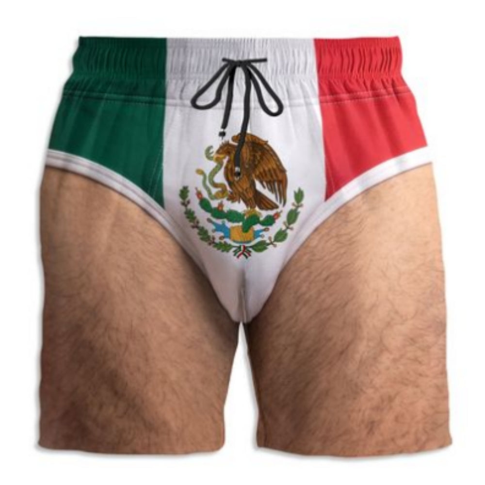 Custom Funny 3D Body Swim Trunks Countries Flag, Birthday Summer Gift • Mexico Vacation - Personalized Beach Shorts