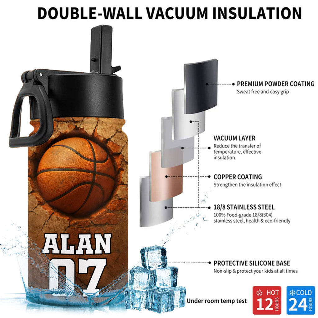 Sport Cracked Hole - Personalized 3D Effect Kids Water Bottle