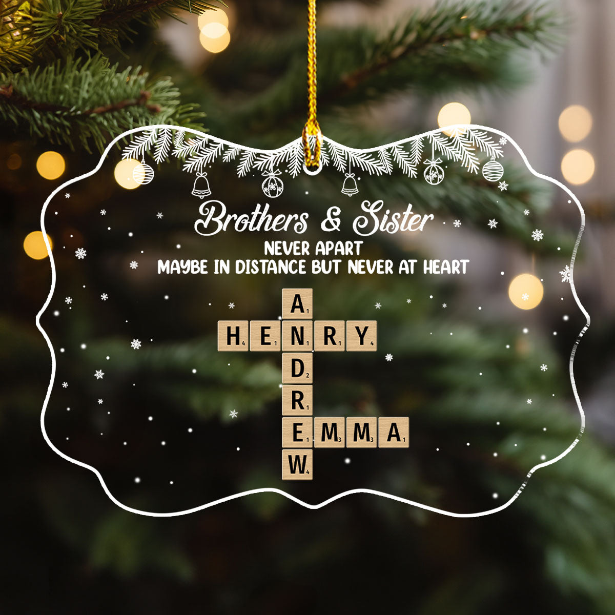 Custom Sister Christmas Ornament •  The Love Between Brother And Sister Is Forever - Personalized Acrylic Ornament