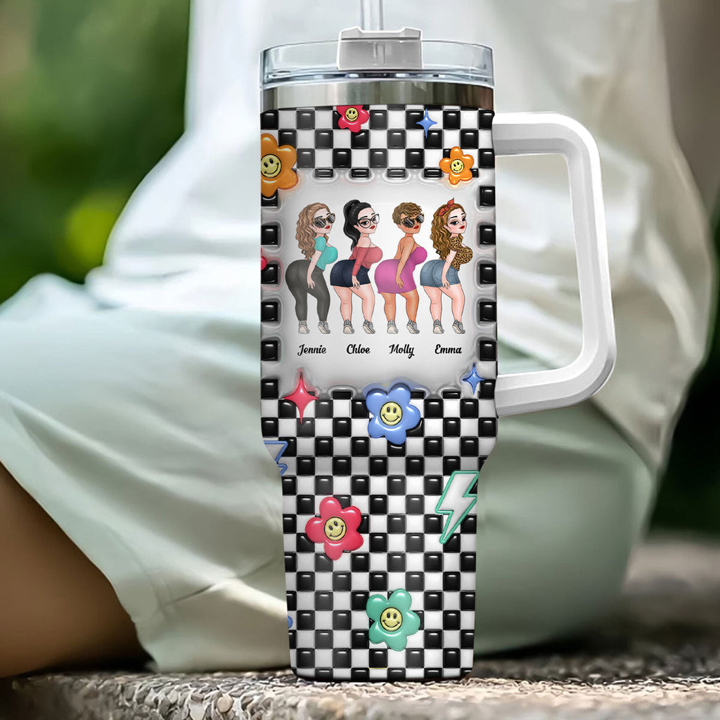 Custom Christmas Birthday Gifts For Best Friend • Sisters By Hearts - Personalized 3D Inflated Effect Printed 40 Oz Tumbler