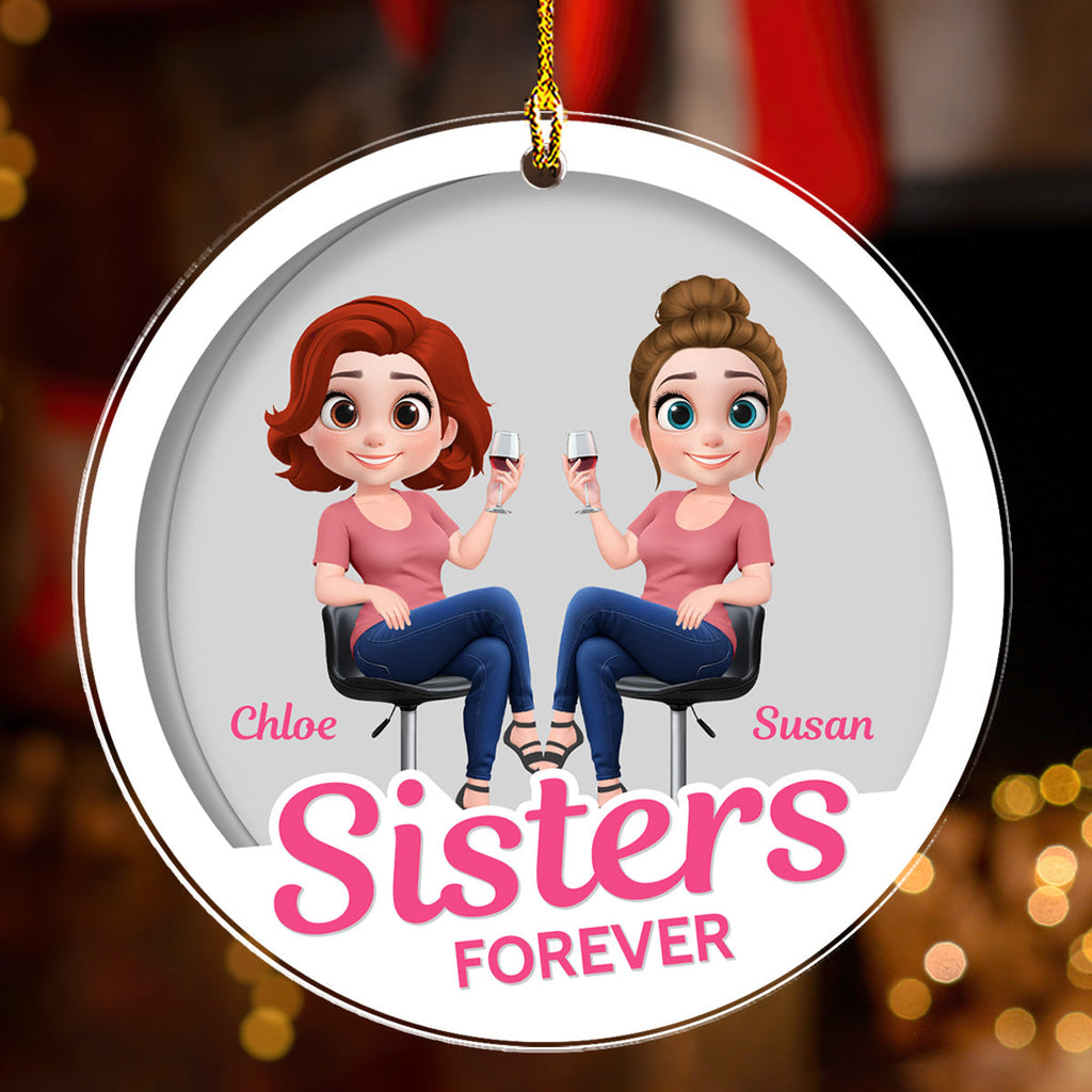 Custom Friendship Christmas Ornament, Best Friend Gift •  Besties Together Figure - Personalized Acrylic Ornament