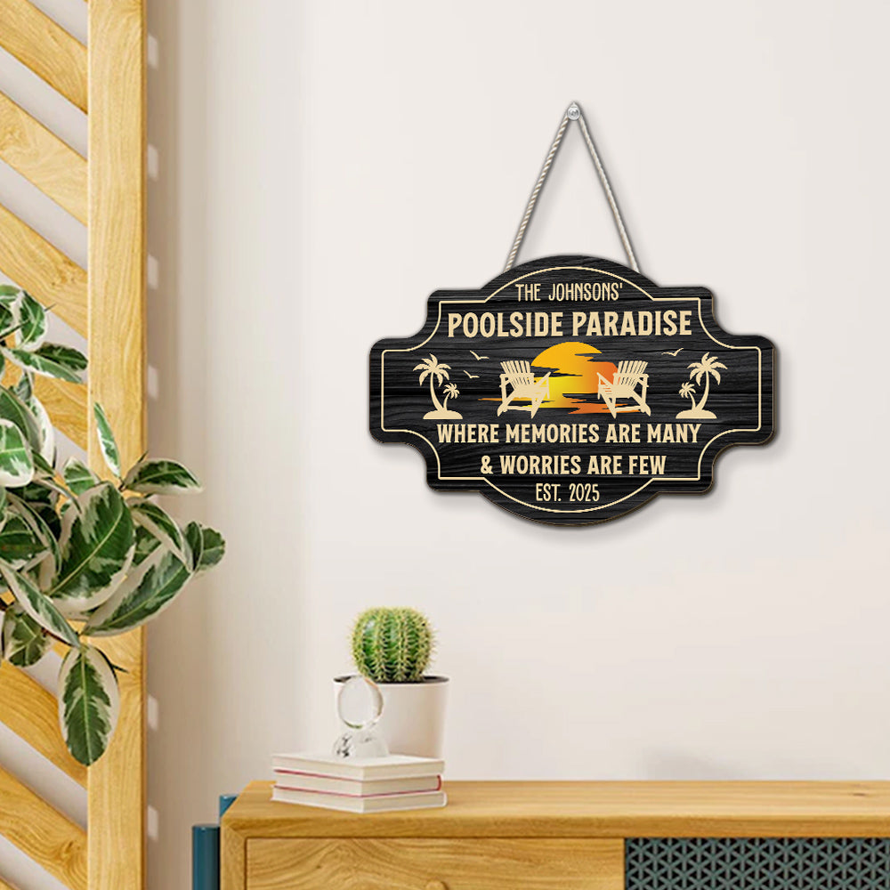 Custom Family Summer Backyard, Patio & Porch Decor • Where Memories Are Many - Personalized Wood Sign