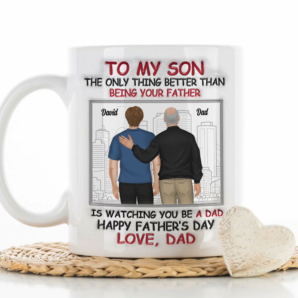 Custom Father's Day, Special Gift for Dad & Grandpa • Fatherhood Looks Good On You - Personalized 3D Inflated Effect Mug