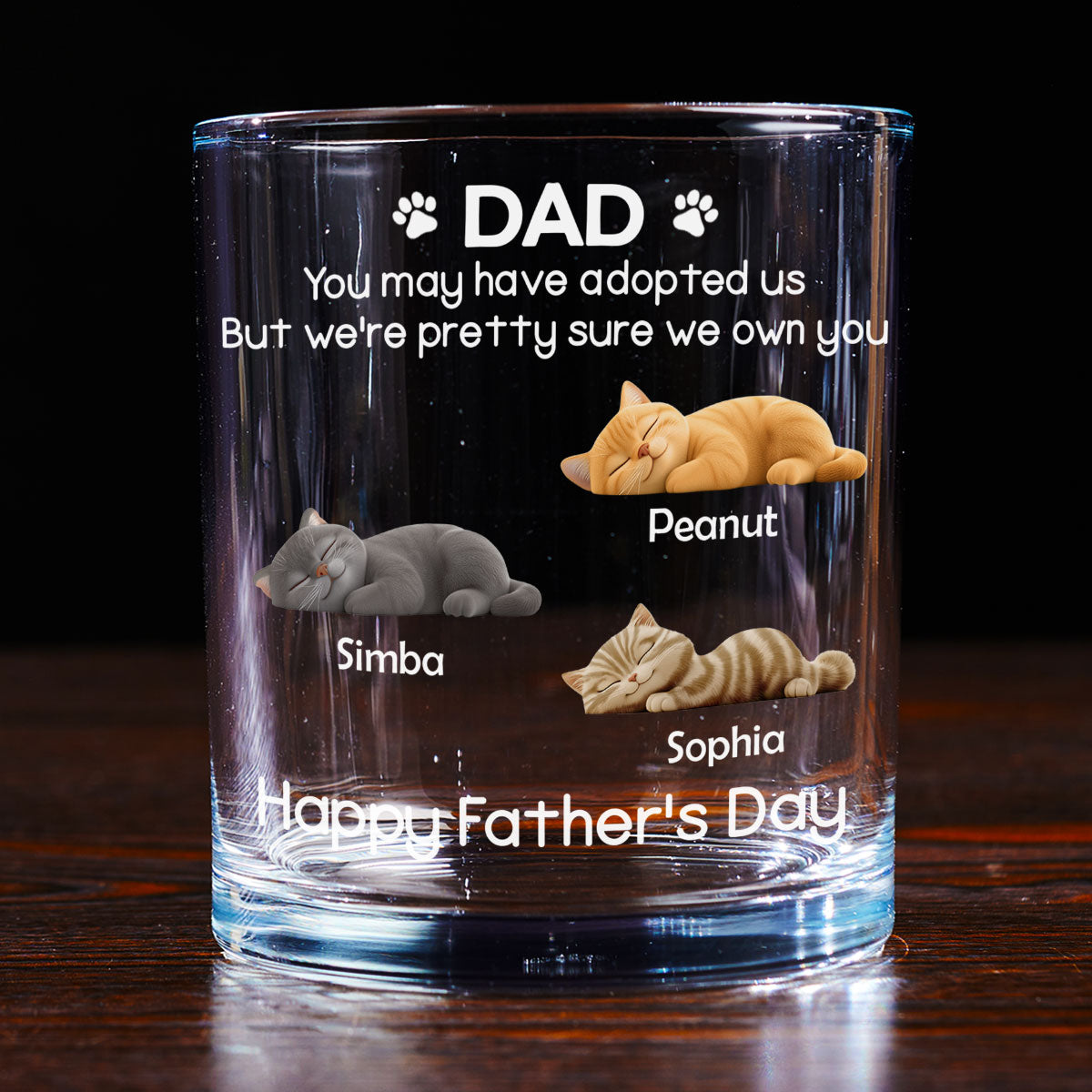 Custom Christmas Birthday Drinkware Gifts for Cat Lovers • I Own You For Sure Cat Ver - Personalized Whiskey Glass