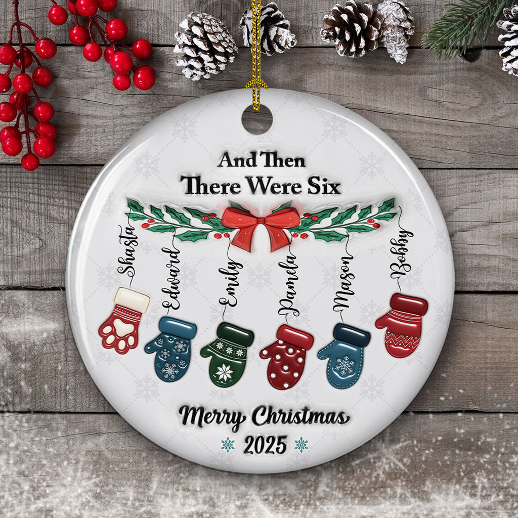 Custom Family Ornament, Christmas Gift for Family Members •  Ceramic Cozy Christmas Family - Personalized 3D Inflated Effect Ceramic Ornament