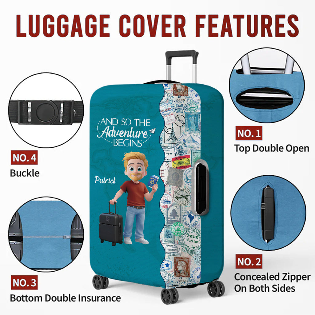 Wanderlust World Map - Personalized Luggage Cover