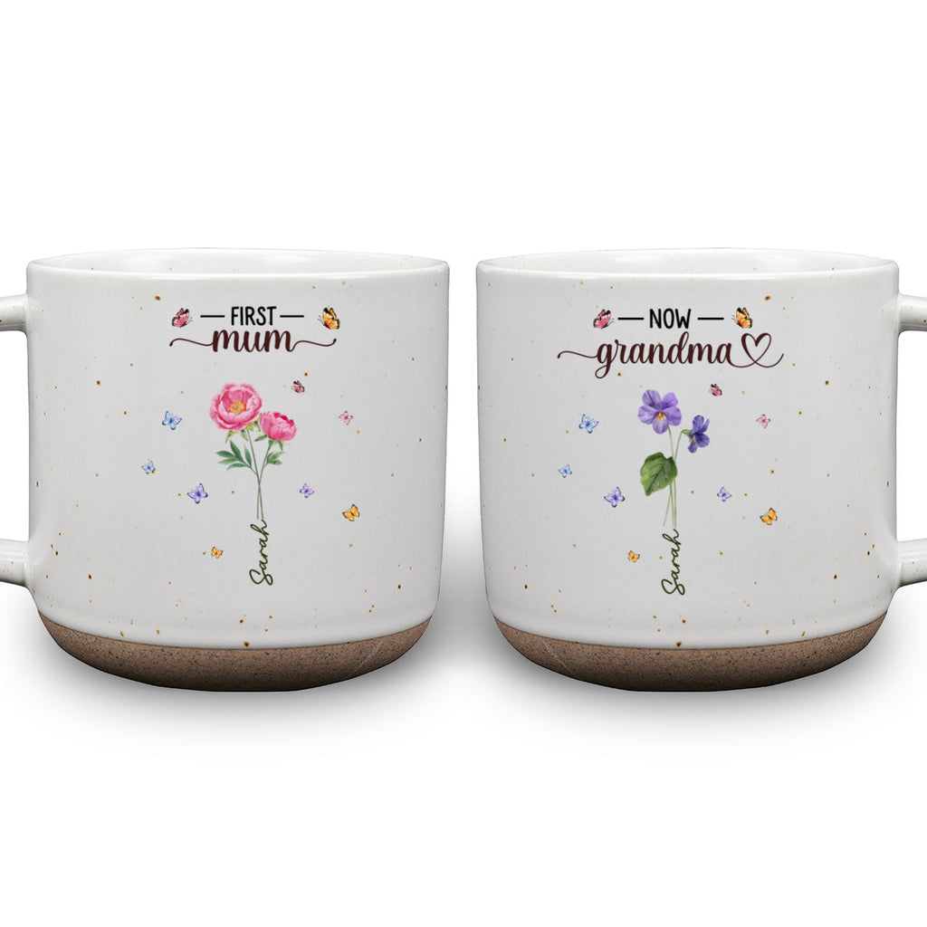 Custom Christmas & Birthday Gift for Mom • First Mom Now Grandma - Personalized Pottery Mug