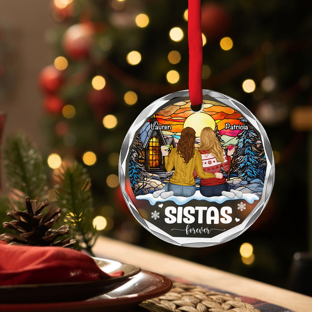 Custom Friendship Christmas Ornament, Best Friend Gift •  Friends Forever - Personalized Glass Ornament