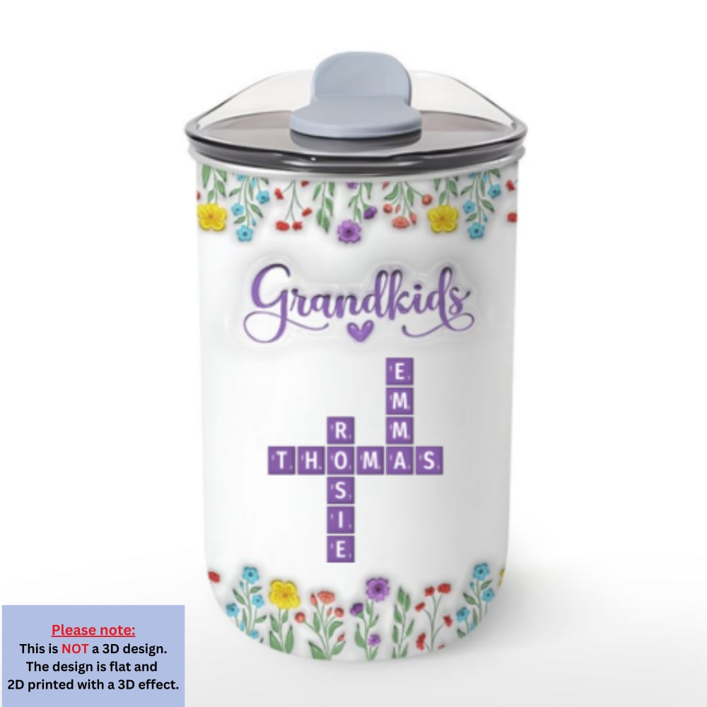 Custom Christmas Birthday Gifts For Grandma • Love My Grandkids Crossword - Personalized 10oz Tumbler
