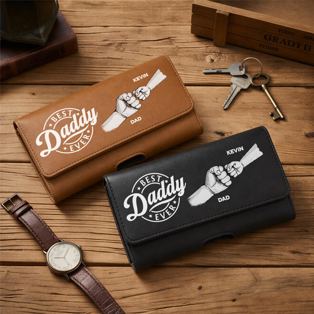 The Power Of Love - Personalized Leather Phone And Card Holster