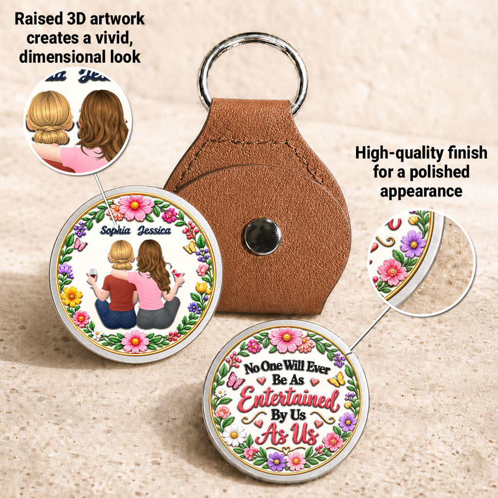 Custom Sister Siblings Coin Keychain, Christmas Birthday Gifts • Nobody Laughs Like We Do - Personalized 3D Printing Pocket Hug