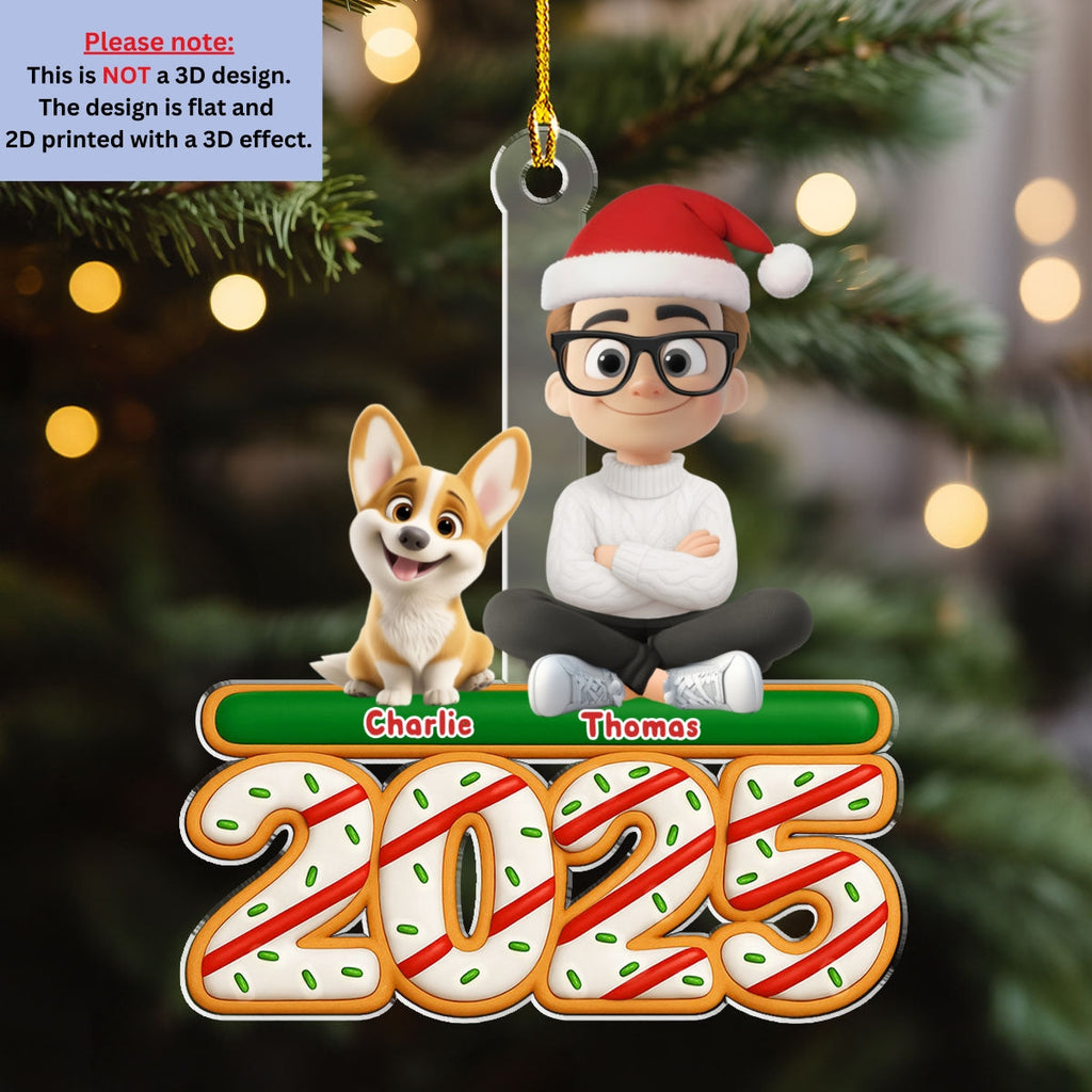 Custom Keepsake Christmas Ornament •  Me And My Dog Tree Cake - Personalized Acrylic Ornament