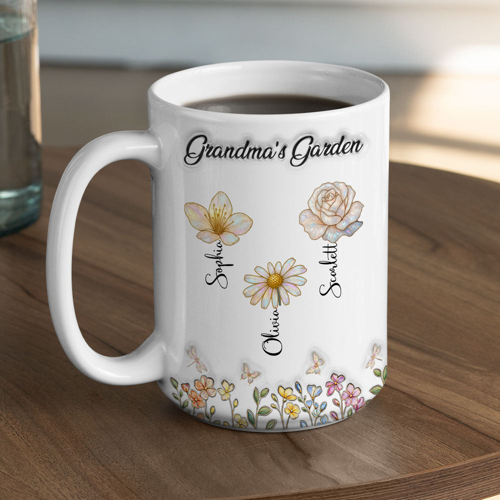 Custom Christmas & Birthday Gift For Grandma • Lovely Grandma Garden - Personalized 3D Inflated Effect Mug