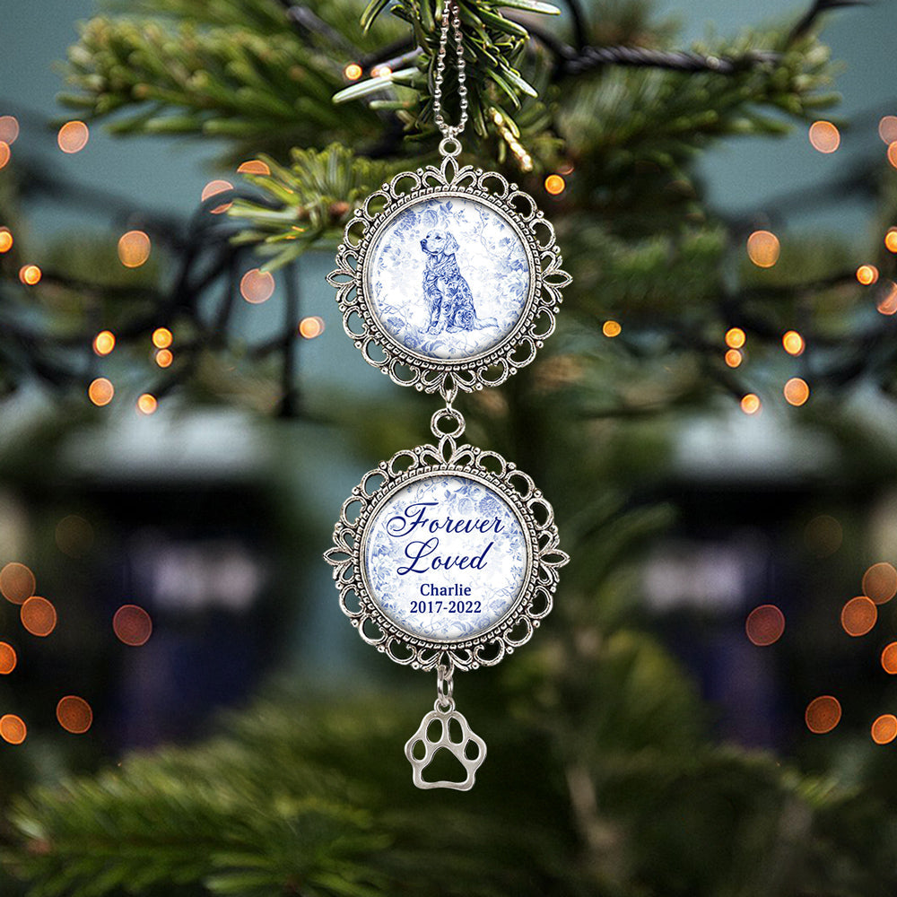 Custom Memorial Christmas Ornament, Sympathy Keepsake •  Forever Loved - Personalized Charming Ornament
