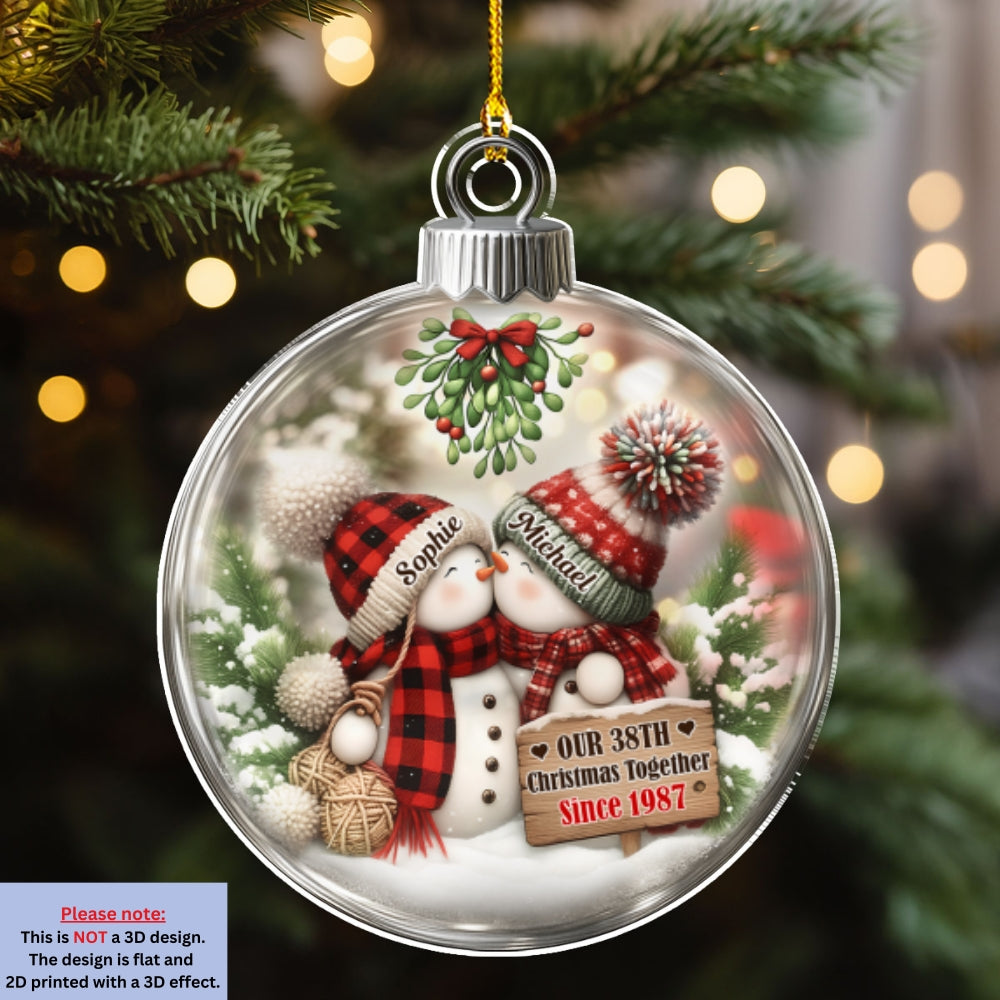 Custom Couple Christmas Ornament, Anniversary Gift •  Together Since The First Snow - Personalized 3D Effect Acrylic Ornament