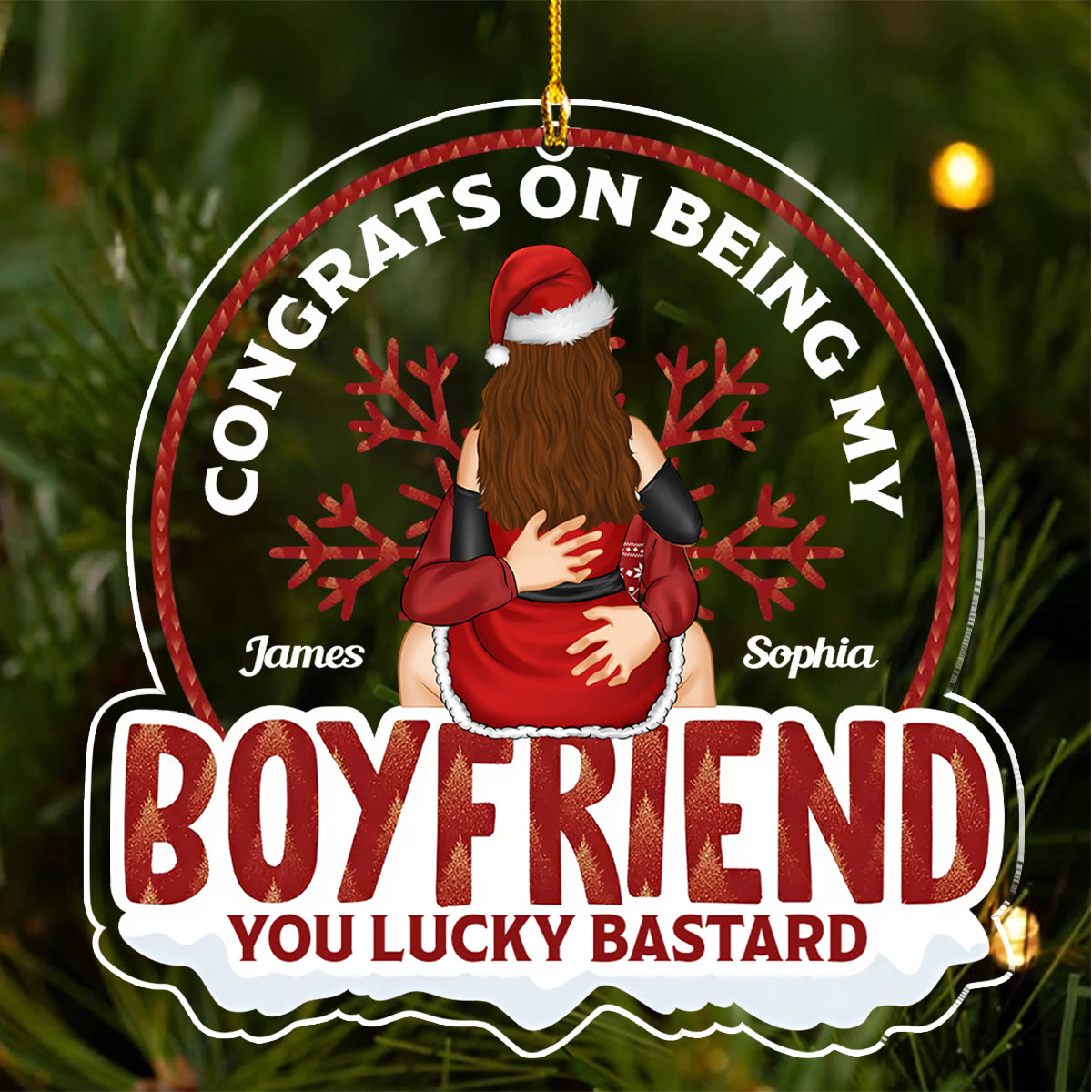 Custom Couple Christmas Ornament, Anniversary Gift •  Congrats On Being My Husband - Personalized Acrylic Ornament