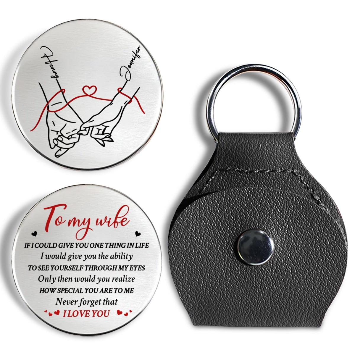 Custom Coin Keychain for Wife, Couple Anniversary Valentine's Day Gifts • If I Could Give You One Thing - Personalized Pocket Hug