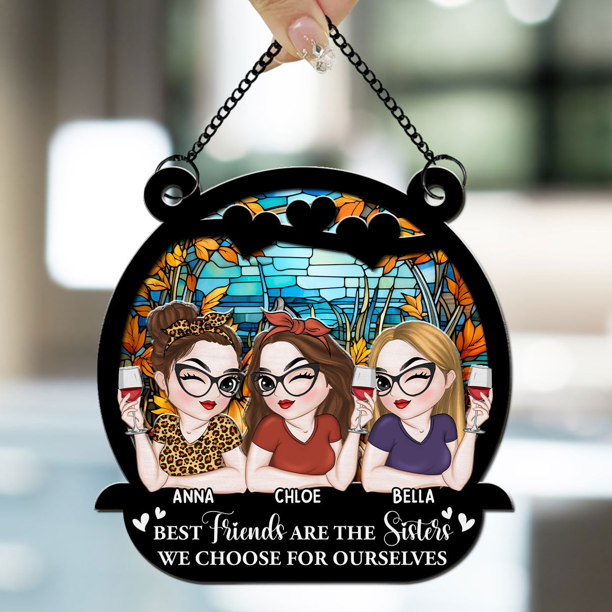 Custom Best Friend Hanging Decor, Friendship Birthday Gifts • Besties Bring The Cheer - Personalized Suncatcher
