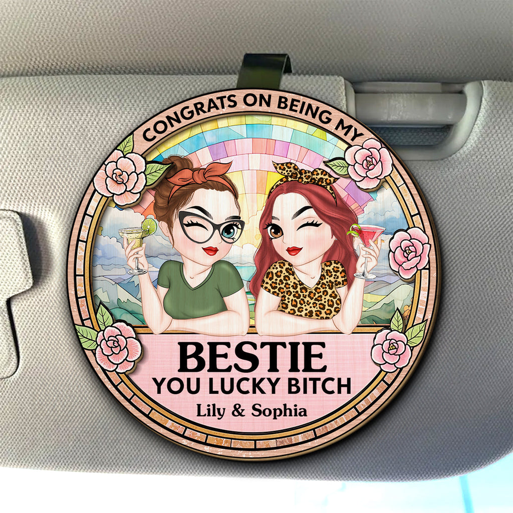 Congrats On Being My Bestie - Personalized Car Visor Clip