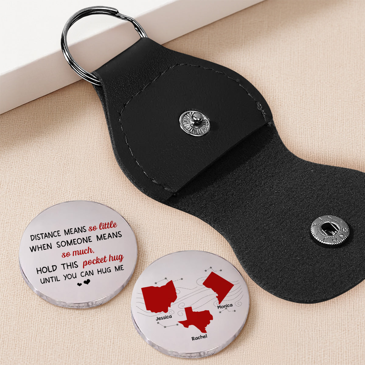 Custom Coin Keychain, Mother's Father's Day Birthday Gift Keepsake • A Hug For You - Personalized Pocket Hug