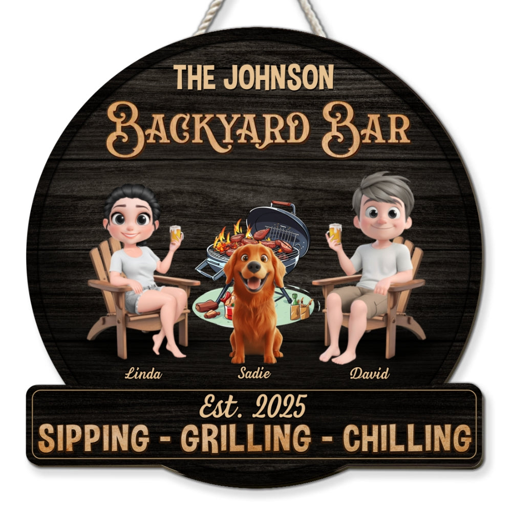 Custom Home & Wall Decor, Birthday & Christmas Gift • We At Pool And Patio With Dog - Personalized Wood Sign