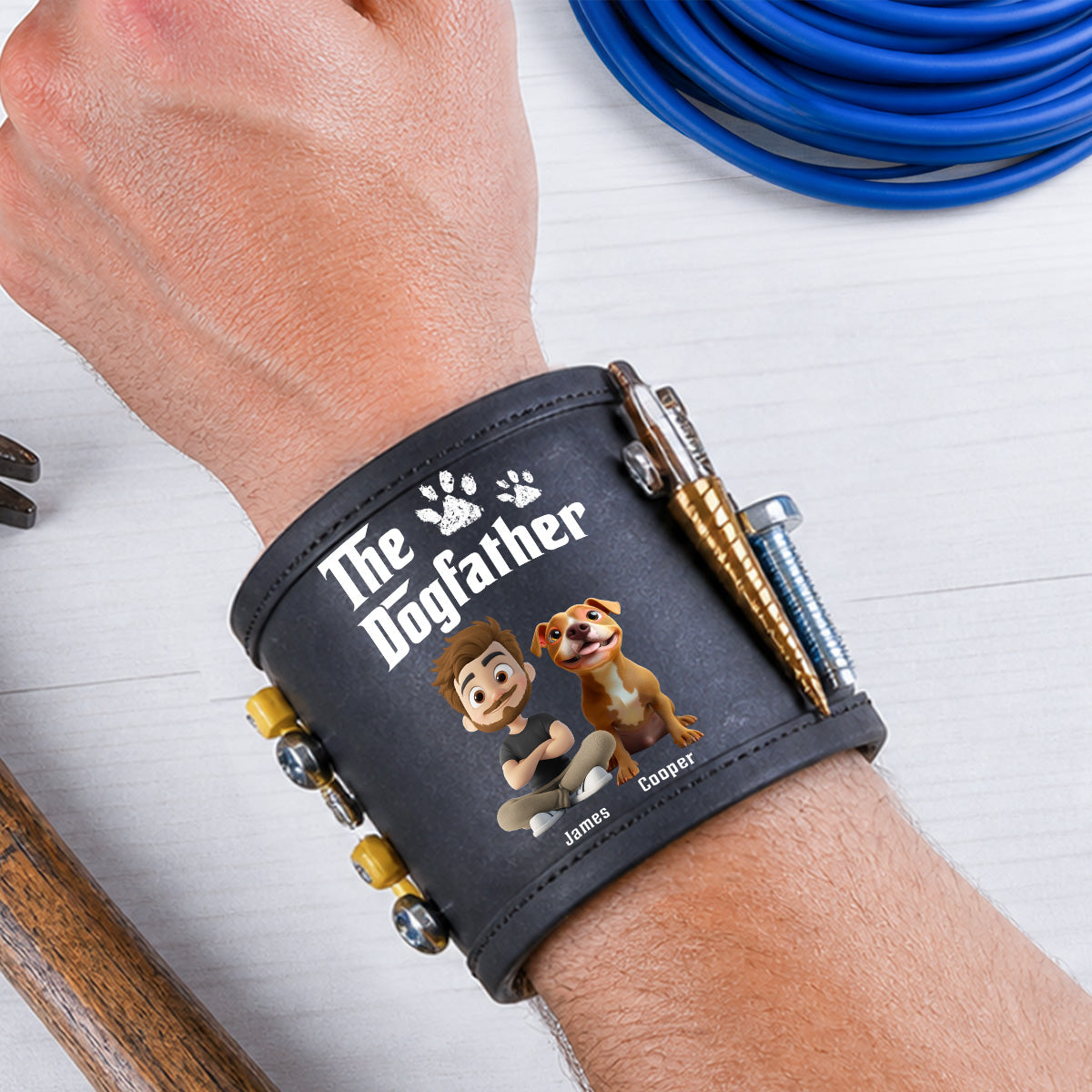 Cool Dog Father - Personalized Magnetic Tool Wristband