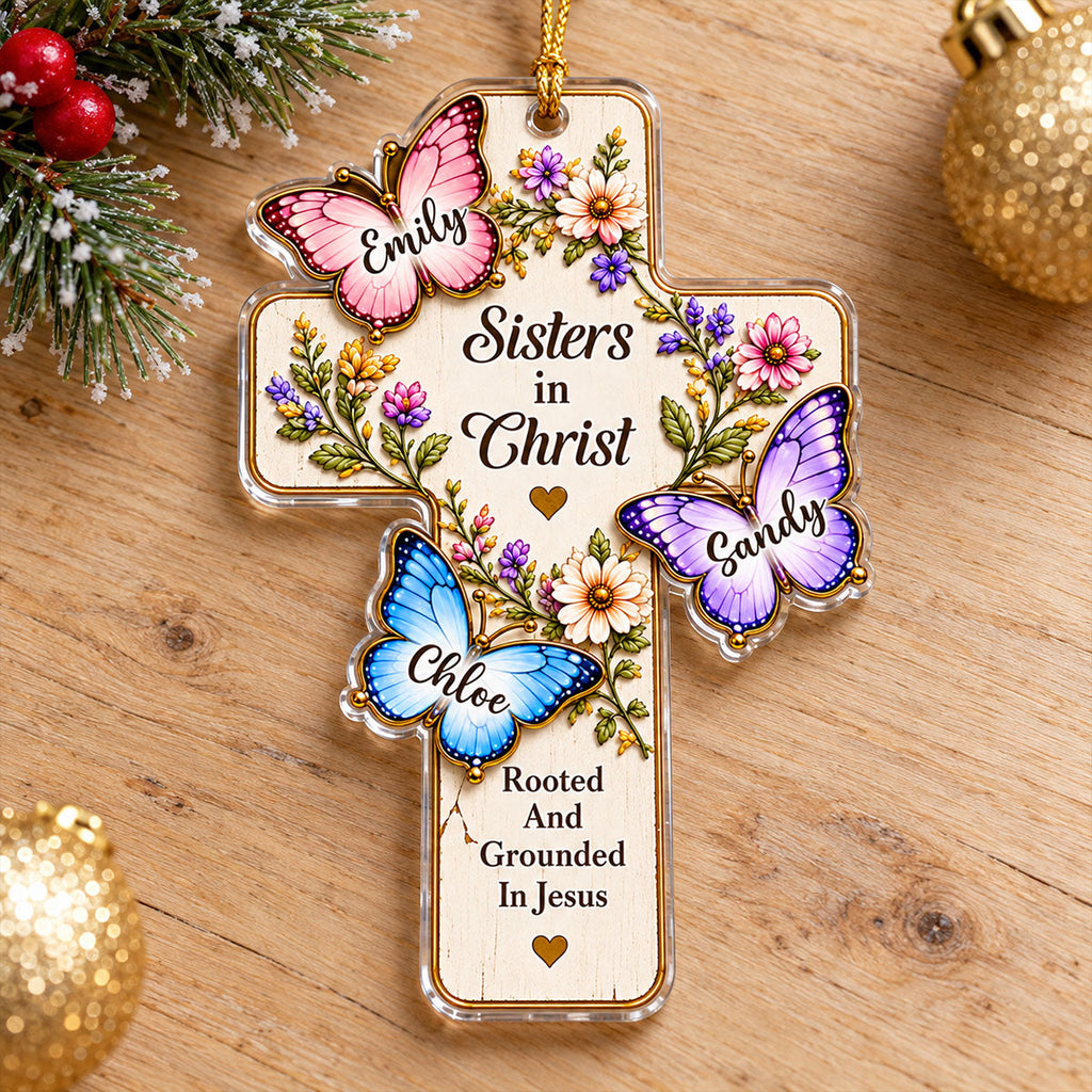 Custom Keepsake Christmas Ornament •  Sisters By Faith - Personalized Acrylic Ornament