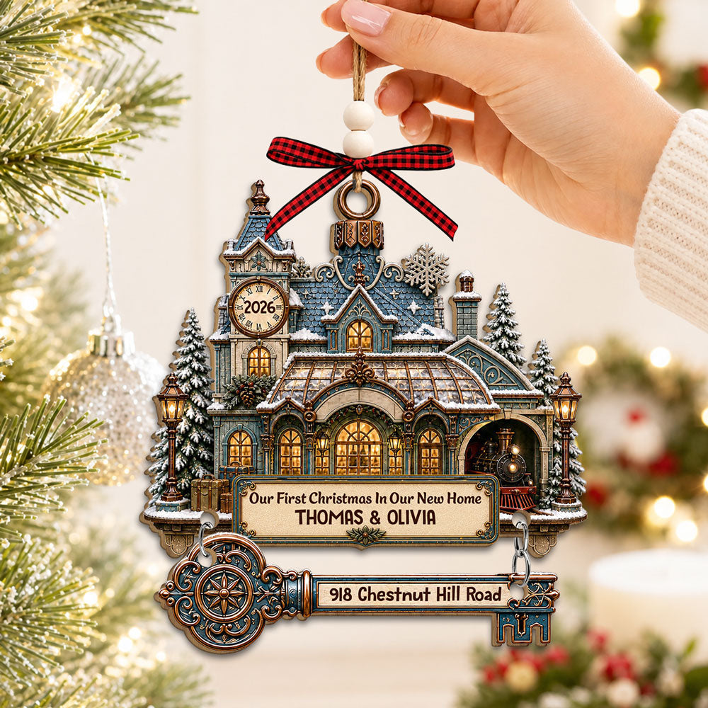 Custom Keepsake Christmas Ornament •  Sweet Home - Personalized Wooden Ornament With Tag
