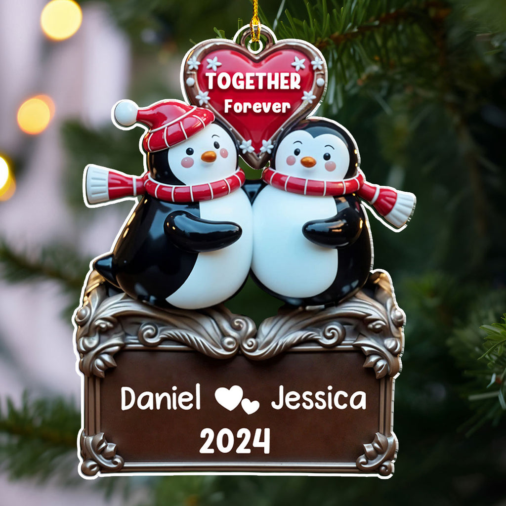 Custom Couple Christmas Ornament, Anniversary Gift •  Together Forever Version 2 - Personalized Acrylic Ornament
