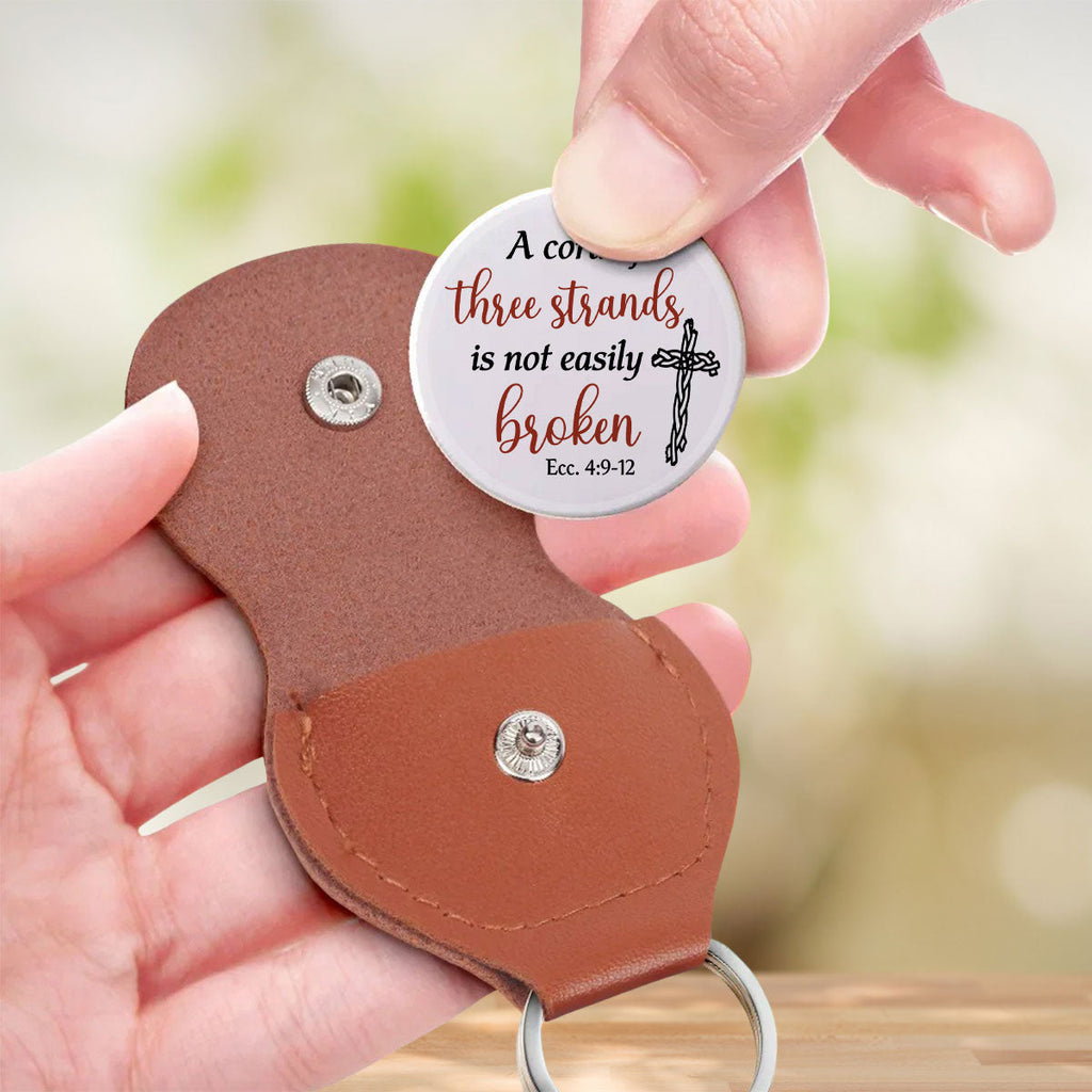 Custom Coin Keychain for Wife, Couple Anniversary Valentine's Day Gifts • Cord Of Three Strands - Personalized Pocket Hug