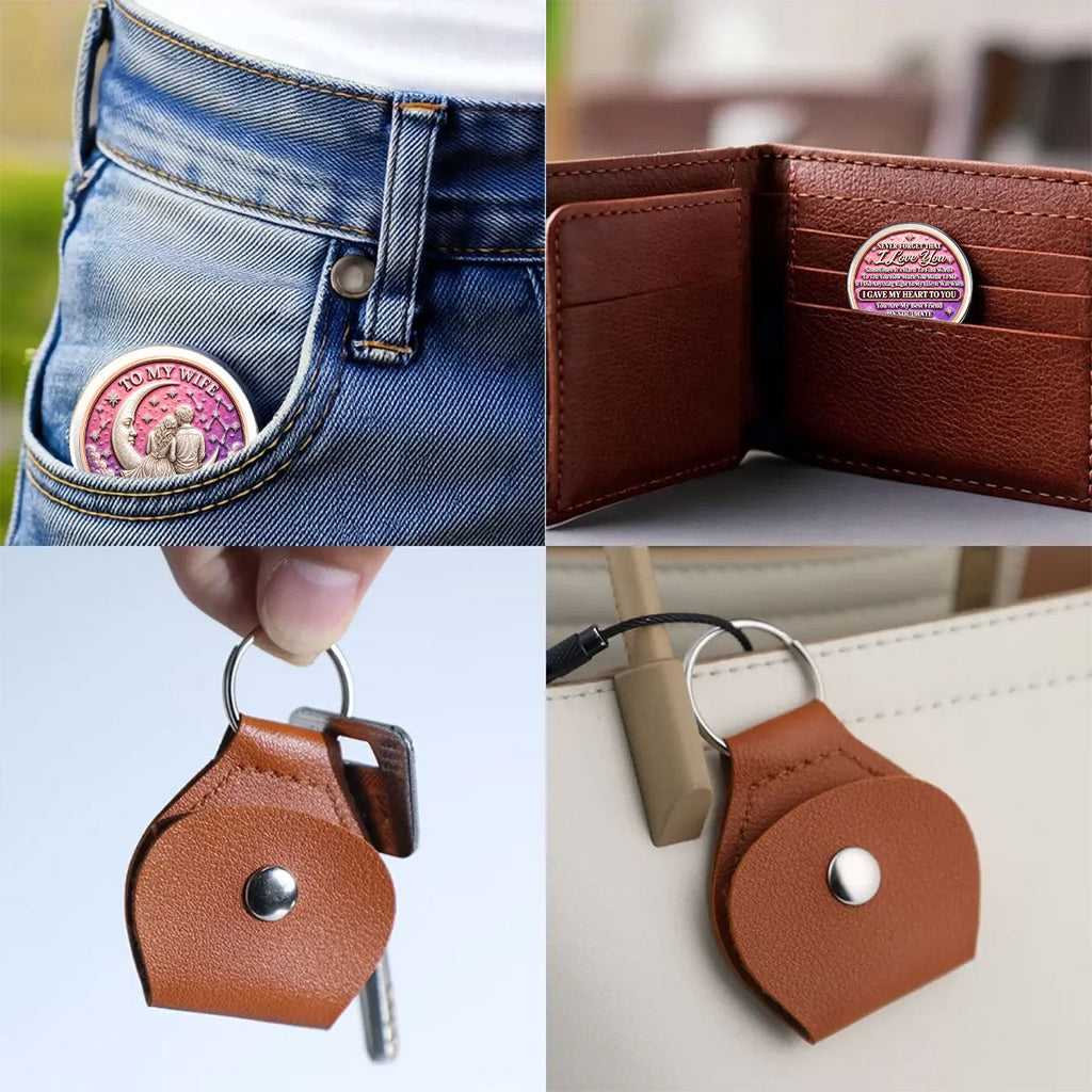 Custom Coin Keychain for Wife, Couple Anniversary Valentine's Day Gifts • Hold Me Close - Personalized 3D Printing Pocket Hug