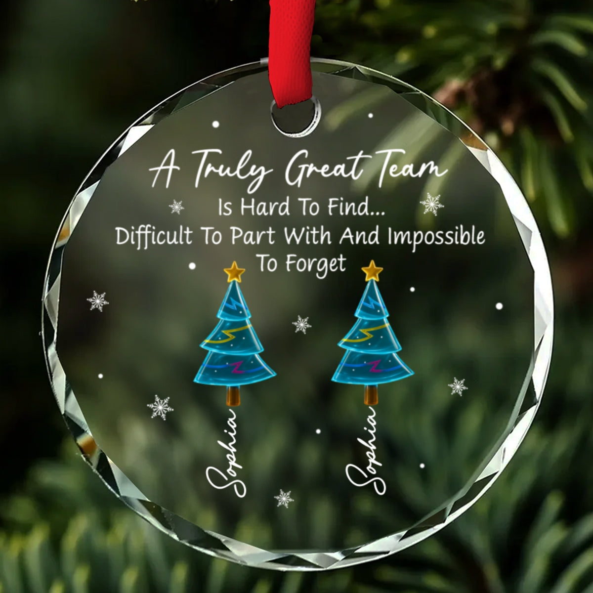 Custom Coworker Christmas Ornament, Team Appreciation Gift •  A Truly Great Team - Personalized Glass Ornament